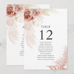 Pampas Grass Terracotta Wedding Table Number 12