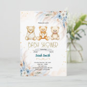 Pampas Grass Triplet bear invitation (Debout devant)