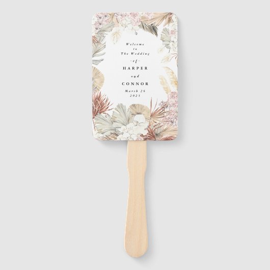 Pampas Grass Tropical Oerwoud Wedding Programme Handwaaier (Voorkant)