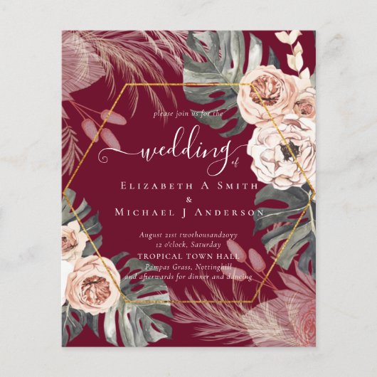 PAMPAS GRASS TROPICAL Weddenschap tegen lage koste Flyer (Voorkant)