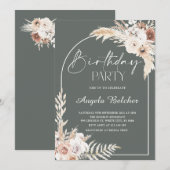 Pampas Grass verjaardagsfeestje uitnodiging (Voorkant / Achterkant)