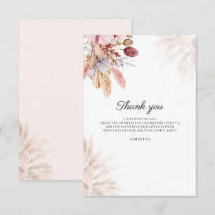 Pampas Grass Waterverf Baby shower Bedankkaart