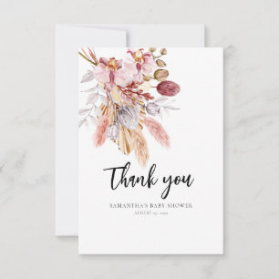 Pampas Grass Waterverf Bloemen Baby shower Bedankkaart