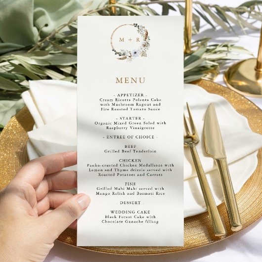 Pampas Grass Wedding Boho Elegant Menu Receptie