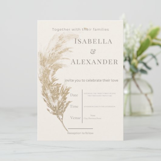 Pampas Grass Wedding Invitation (Debout devant)