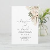 Pampas Grass Wedding Invitation Kaart (Staand voorkant)