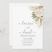 Pampas Grass Wedding Invitation Kaart (Voorkant / Achterkant)