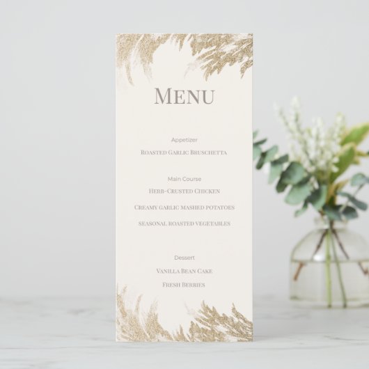 Pampas Grass Wedding Menu Card (Debout devant)