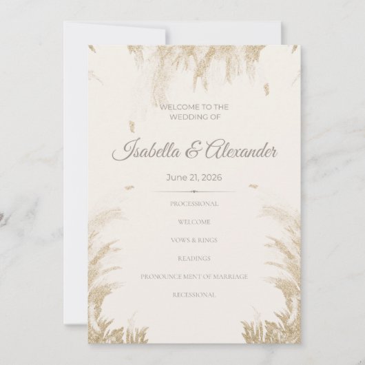 Pampas Grass Wedding Program Kaart (Voorkant)