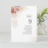 Pampas Grass Wedding Table Number Kaart (Staand voorkant)