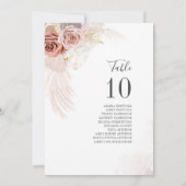 Pampas Grass Wedding Table Seating Number 10 Kaart (Achterkant)