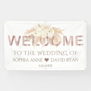 Pampas Grass White Flowers Weddenschap Welkomsttek Spandoek