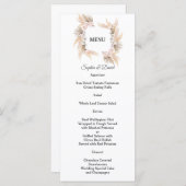 Pampas Grass White Orchid Rose Menu Mariage (Devant / Derrière)