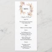 Pampas Grass White Orchid Rose Menu Mariage (Devant)