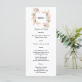 Pampas Grass White Orchid Rozen Weddenschap Menu (Staand voorkant)