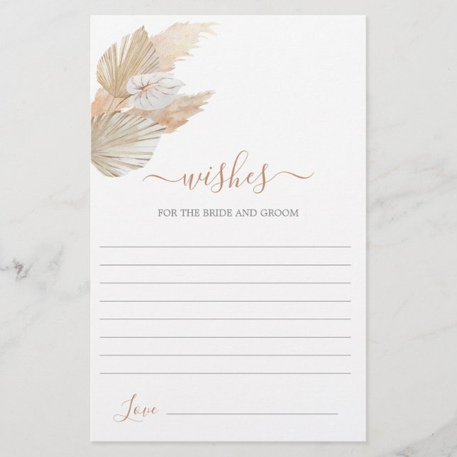 Pampas Grass Wishes for the Bride card (Voorkant)