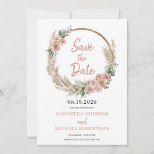 Pampas Grass Wreater Blush Roos Orchid Eucalyptus Save The Date