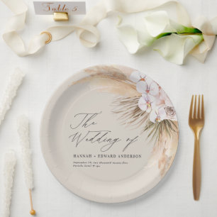 Pampas grassen gedroogd botanisch schrift boho bru papieren bordje