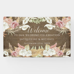 Pampas Greenery Blush Floral Rustic Beach Wedding Spandoek