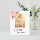 Pampas herbe blush graduation carte faire-part (Debout devant)
