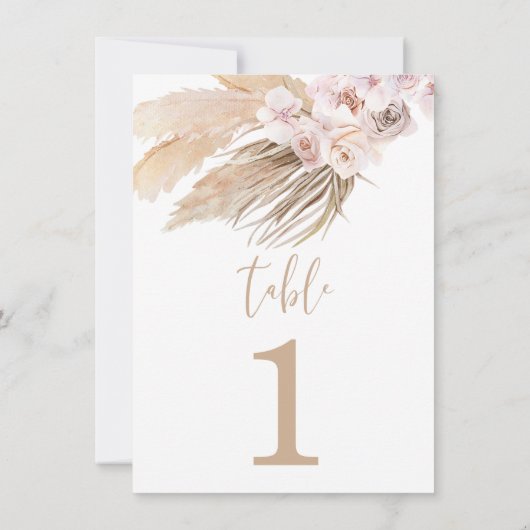 Pampas herbe boho désert bohème numéros de table (Dos)