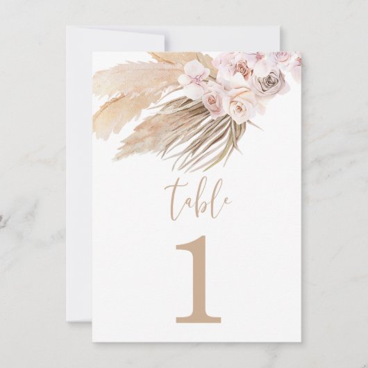 Pampas herbe boho désert bohème numéros de table (Devant)