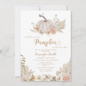 Pampas herbe citrouille baby shower Invitation (Devant)