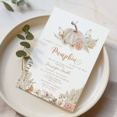 Pampas herbe citrouille baby shower Invitation
