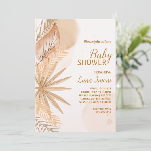 pampas herbe douche bébé invitations (Debout devant)