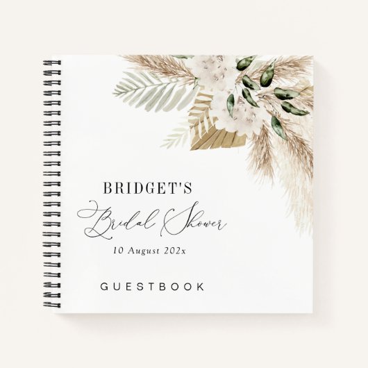 pampas herbe et verdure nuptiale douche livre d'or (Devant)