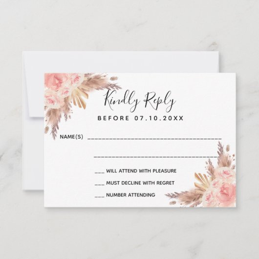 Pampas herbe flush florales boho RSVP (Devant)