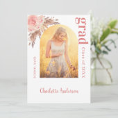 Pampas herbe photo blush graduation faire-part (Debout devant)