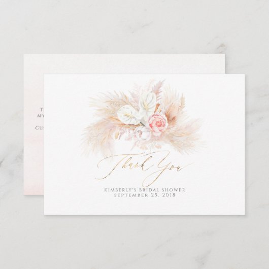 Pampas Herbe Rose Floral Petit Merci (Devant / Derrière)