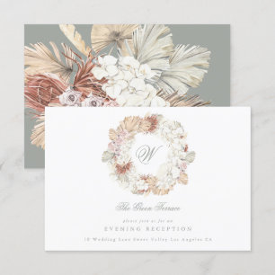 Pampas Krans Mos Salie Groen Monogram Elegant Informatiekaartje