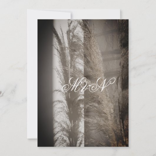 Pampas Mariage Romantique Script Invitation (Dos)