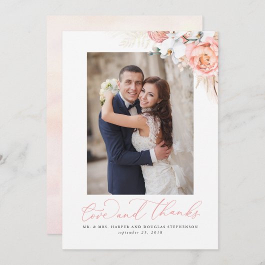 Pampas Mariage rose pâle rose Merci (Devant / Derrière)