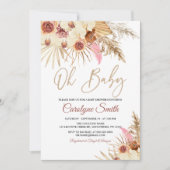 Pampas modifiable Grass Oh Baby shower Invitation (Devant)