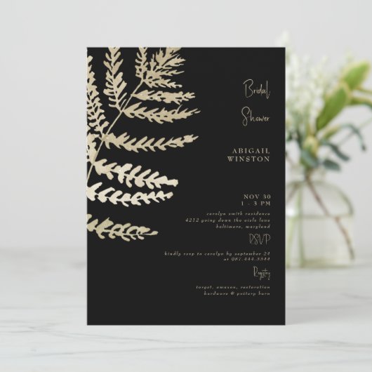 Pampas Noir & Beige Bronzée Invitation (Debout devant)