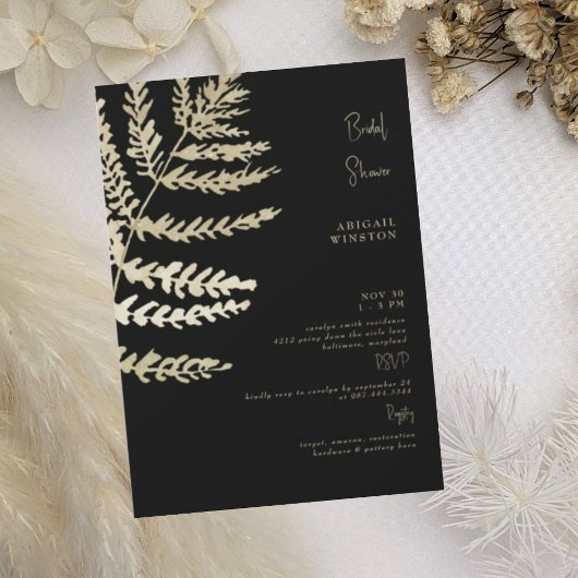 Pampas Noir & Beige Bronzée Invitation
