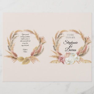 Pampas Palm Boho Floral Waterverf Wedding Programm