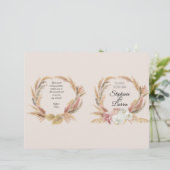 Pampas Palm Boho Floral Waterverf Wedding Programm (Staand voorkant)