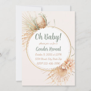 Pampas Palmblad Neutrale Toon Boho Geslacht Reveal Kaart