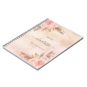 Pampas roos goudflorals naam notitieboek (Linkerzijde)