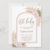 Pampas Rose Baby shower Grass Invitation fille (Devant)
