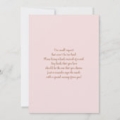 Pampas Rose Baby shower Grass Invitation fille (Dos)