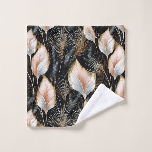 Pampas rose et bleu Parties scintillant en herbe (Gant de toilette)