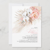 Pampas Rose Floral Baby shower Grass Invitation (Devant)