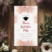 Pampas Rose Grass Boho Invitation de graduation