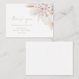 Pampas rose Grass Girl Baby shower Carte de remerc