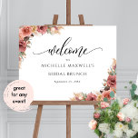 Pampas rose pâle / Autre Affiche de bienvenue<br><div class="desc">Elégant brunch nuptial (ou tout autre événement) Symbole de bienvenue avec des détails d'angle d'herbe pampas aquarelle dans un magnifique mélange de bleu, rose, pêche, or rose, crème et tons jaune miel. Bienvenue dans une calligraphie moderne et attrayante. 10" x 8" est seulement notre taille par défaut, signe disponible dans...</div>